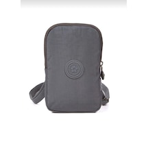 Gri Su Geçirmez Krınkıl Mini Çanta Telefon Cüzdan Ve Pasaport Boy