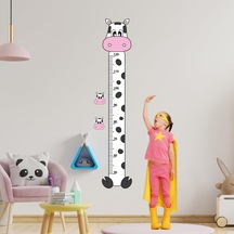 Sevimli İnek Boy Ölçer Sticker - Bebek Ve Çocuk Odası Boy Cetveli &