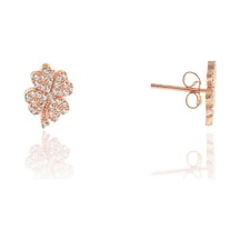 Gümüş Rose Zirkon Taşlı Yonca Küpe N11.48565