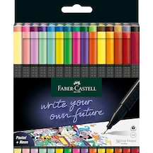 Ayrex Grip Finepen İnce Keçe Uçlu Kalem Seti, 30'lu, Pastel Ve Neon Renkler, 0.4 Mm Hassas Uç, Metal Destekli, Ergon