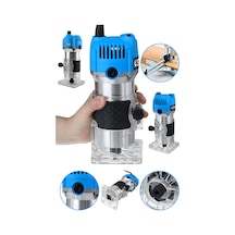 Steiner 3000 Watt 6 Kademe Devir Ayarlı Formika Traşlama Freze Makinesi 6 MM Pens Mavi