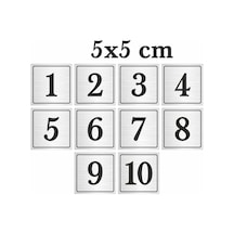 Metal Kapı Masa Dolap Numarası, Posta Kutusu Numarası 5x5 Cm 1 -10 Gümüş