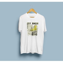 Oversize My Shoe Tasarım Unisex T-shirt Beyaz