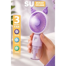 Buhar Üflemeli 3 Modlu Şarjlı El Fanı Seyahat Masaüstü Vantilatör Taşınabilir Mini Fan Mor F830