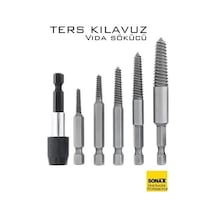 Zenvia Bits Uzatmalı Ters Kılavuz 6 Lı Set Saf Çelik Kırık Civata Vida Sökücü Znv2023