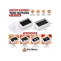 5x8x2 Cm Asetat Kapaklı Takı Kutusu-beyaz Demonte 50 Adet