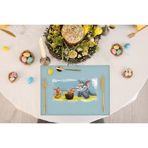Adawall Home Tom And Jerry Kumaş Amerikan Servis 4'lü Set 35x50cm Çok Renkli