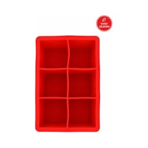 Siliconly 6 Bölmeli Büyük Boy Silikon Buz Kalıbı Et Suyu Saklama Kare Kokteyl Buz Kalıbı Kırmızı Çok Renkli