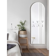 Dekoratif Ayna Oval Boy Ayna Duvar Aynası 180x60 Cm 180 X 60 Beyaz Antno25b Beyaz