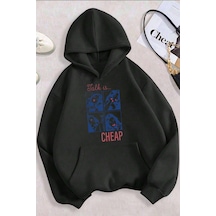 Cheap Baskılı Oversize Sweatshirt Siyah