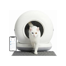 Haustier Cb001 Gri Akıllı Otomatik Kedi Tuvaleti, App İle Uzaktan Kontrol, 75lt Hazne, 7lt Çöp Haznesi, Ağırlık Sensörlü