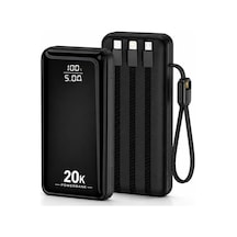 Hp-ap09 Armor Series 20.000 Mah Dahili Kablolu Qualcomm Quick Charge 3.0 Dijital Ekranlı Hızlı Şarj Powerbank - Siyah