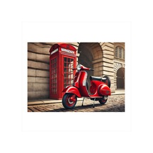 Kırmızı Motosiklet Telefon Mdf Poster