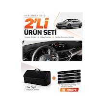 Bmw G30 G31 G38 2017-2023 Uyumlu Torpido Örtüsü + Tay Tüyü Bagaj Çantası + Sticker Seti - Siyah