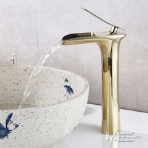 Uzun Şelale Lavabo Bataryası Altın Kaplama