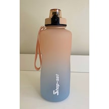 Shop-Set 2000 Ml Tritan Motivasyonlu Su Matarası Süzgeçli Somon Açık Mavi
