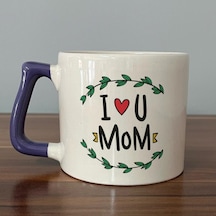 I Love You Mom Baskılı Mor Kulplu D Kupa