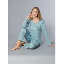 Uzun Kol Mevsimlik Pijama Takımı Viskon Alperi 790-38 YESIL