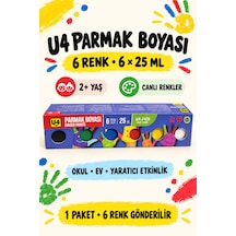Parmak Boyası 6 Renk 6x25 Ml 2+ Yaş Çok Renkli