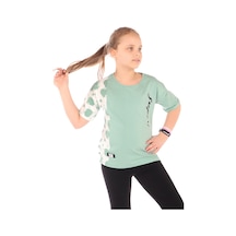 Toontoy Kids Kız Çocuk Baskılı Bisiklet Yaka Kısa Kollu Tişört Yeşil