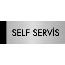 Metal Yönlendirme Levhası, Departman Kapı Isimliği Self Servis 5x20 Cm Gümüş Renk