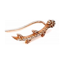 Pırlanta Işıltısında Zirkon Taşlı Gümüş Rose Tek Earcuff Küpe