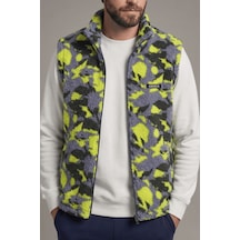 Genius Store Erkek Yelek İçi Şardonlu Sherpa Peluş Yelek Tam Fermuarlı Cepli Kuzu Outdoor Yelek Sarı