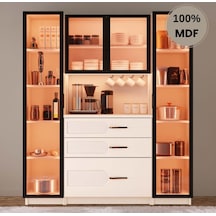 Açelya Mdf Kahve Köşesi Dolabı 4 Kapak Çekmeceli Işıklı Aytaşı