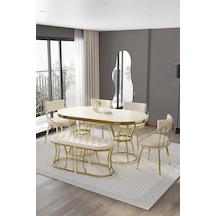 Mutfak Masası Takımı, Salon Masa Takımı,6 Kişilik Mutfak Masası Takımı Uzay Gold Salon Masa Takımı Gold