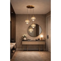 Bohem Aydınlatma Gold 3+1 Damla Sarkıt 3 Renk Led Modern Avize Altın - Gold