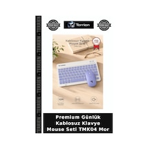 Premium Günlük Kablosuz Klavye Mouse Seti Tmk04 Mor