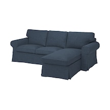 Ikea Mavi Şık Kanepe - Uzanma Koltuklu 3'lü Kanepe