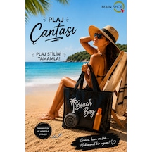 Mainshop Siyah Şeffaf Beach Bag Kadın Plaj Çantası Büyük Hacimli M-plj01