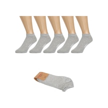 Ozzy Socks 5 Çift Dikişsiz Pamuklu Gri Patik Çorap Yazlık Dayanıklı Topuk Ve Burun Gri