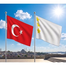 Ak Hun İmparatorluğu Bayrağı Ve Alpaka Kumaş Türk Bayrağı 2'li Set 70x105cm Diğer