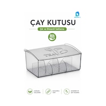 3 Bölmeli Kapaklı Şeffaf Çay Kutusu Poşet Çay Organizeri 22x17x9 Cm Bpa İçermez
