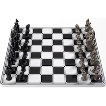 Sönmeyen Ateş Olimpos Paslanmaz Çelik Satranç Takımı Gri