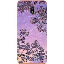 Redmi 8a Uyumlu Mor Gökyüzülü Ağaç Baskılı Silikon Kılıf Renkli