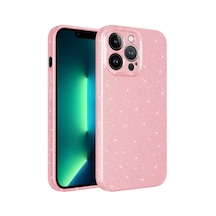 Apple Uyumlu iPhone 13 Pro Kamera Korumalı Simli Lüks Klfs Koton Kılıf pembe Pembe