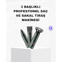 Şarjlı Ve Kablosuz 3 Başlıklı Profesyonel Bakım Seti Saç, Sakal, Burun Ve Kulak Düzeltici