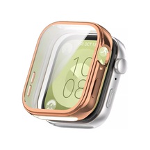 Huawei Watch Fit 3 Uyumlu Kasa Ekran Koruyucu 360 Tam Koruma Kılıf Kapak Rose Gold