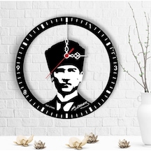 Kişiye Özel Atatürk Tasarımlı Ahşap Duvar Saati - 5 Çok Renkli