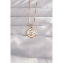 316l Çelik Gold Renk Beyaz Mineli Karışık Figürlü Tarot Kolye - Tj-bko9041 Gümüş