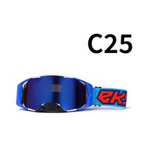 Tangshopping Motosiklet Arazi Gözlüğü Gözlük Bisiklet Gözlüğü C25 Mavi Çerçeve Siyah Burun Mavi Renkli Lens