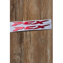 Pcx Amblem Logo 3d Sticker Yazı 2 Adet Set Kırmızı Renk Kırmızı