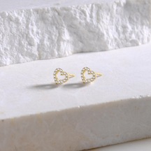 Goldkupe 14 Ayar Altın Taşlı Kalp Küpe 0,99 Gr-4339