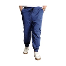 Mode Xl Büyük Beden Pantolon Keten Kargo Jogger 21911 Indigo 001