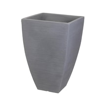 Nervürlü Plastik Saksı Gri G 40cm D 40cm Y 60cm