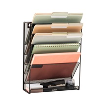 Mind Reader Floor Oder Mounted Magazine Rack, Black Metal Mesh