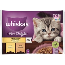 Whiskas Pouch Pure Delight Jöle İçinde Tavuklu Hindili Yavru Kedi Konservesi 4 x 85 G